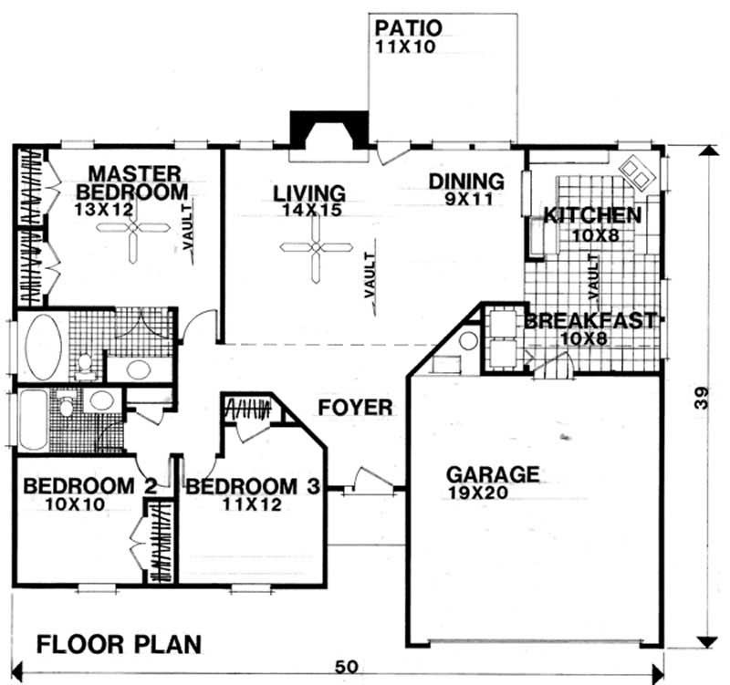 Floor Plan First Story of Small House Plans #109-1114