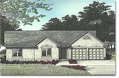 3-Bedroom, 1338 Sq Ft Small House Plans - 109-1115 - Front Exterior