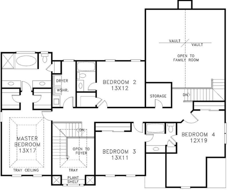 Floor Plan Second Story of European Plan #109-1120
