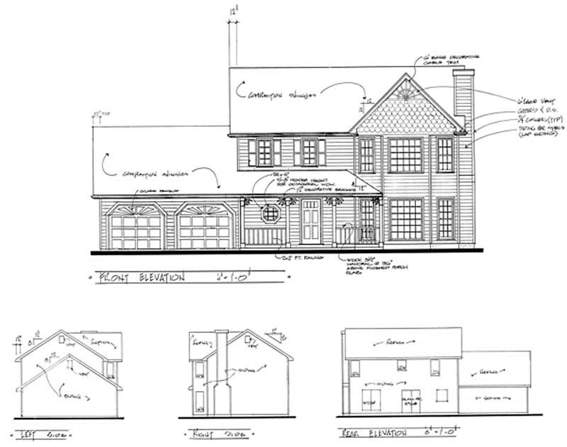 Home Plan Rear Elevation of this 3-Bedroom,1598 Sq Ft Plan -109-1130