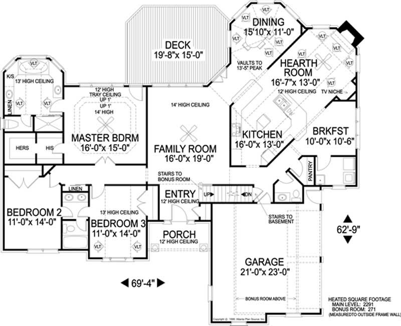 Floor Plan First Story of Colonial Plan #109-1143