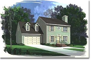 3-Bedroom, 1595 Sq Ft Colonial Home Plan - 109-1144 - Main Exterior