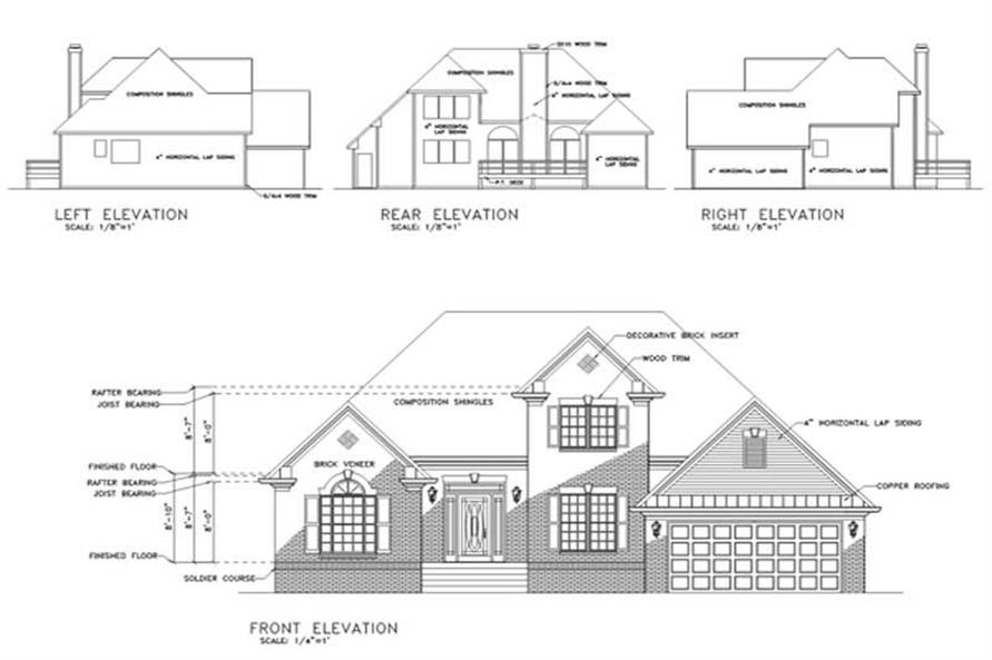 Home Plan Rear Elevation of this 3-Bedroom,1774 Sq Ft Plan -109-1147