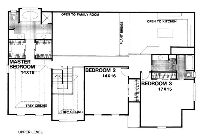 Floor Plan Second Story of Colonial Plan #109-1151