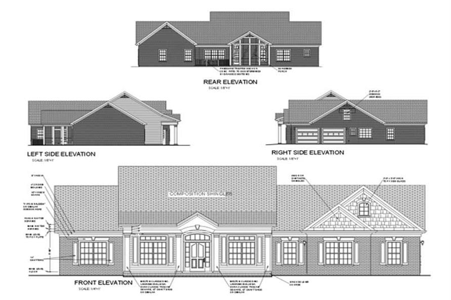 Home Plan Rear Elevation of this 3-Bedroom,2184 Sq Ft Plan -109-1153
