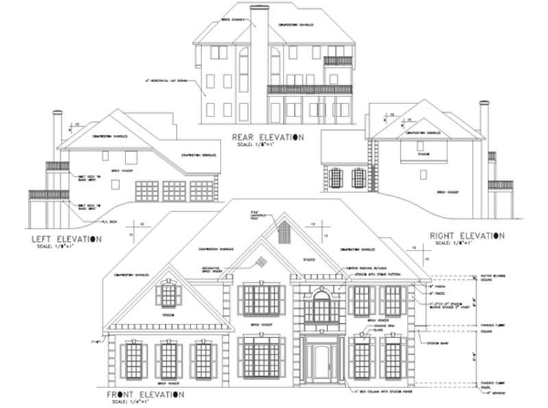 Home Plan Rear Elevation of this 4-Bedroom,3135 Sq Ft Plan -109-1157