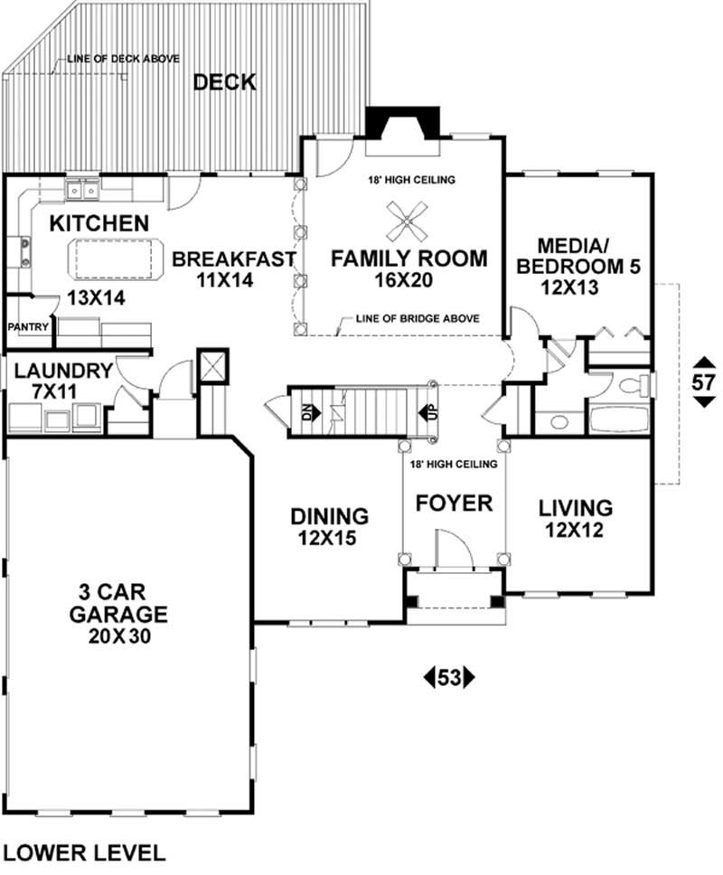 Floor Plan First Story of European Plan #109-1157
