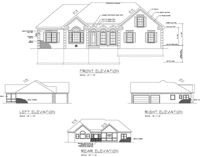 Home Plan Rear Elevation of this 3-Bedroom,2071 Sq Ft Plan -109-1164