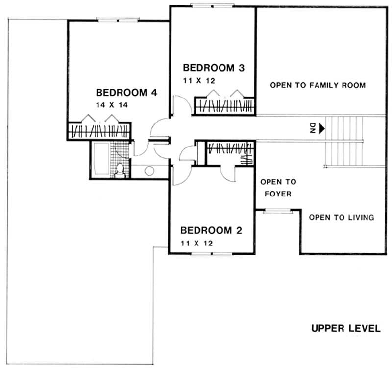 Floor Plan Second Story of French Plan #109-1169