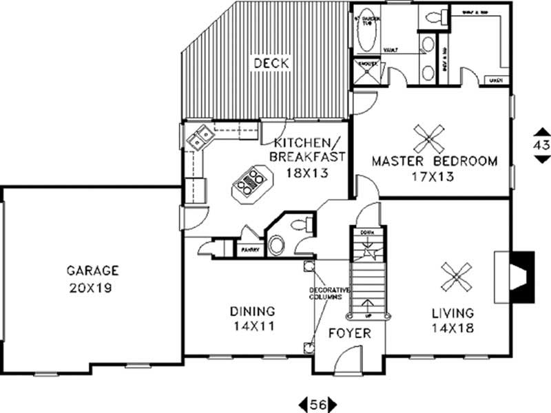 Floor Plan First Story of Colonial Plan #109-1171