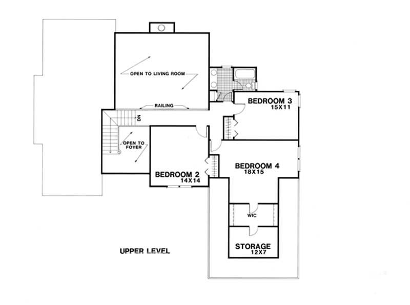 Floor Plan Second Story of European Plan #109-1175