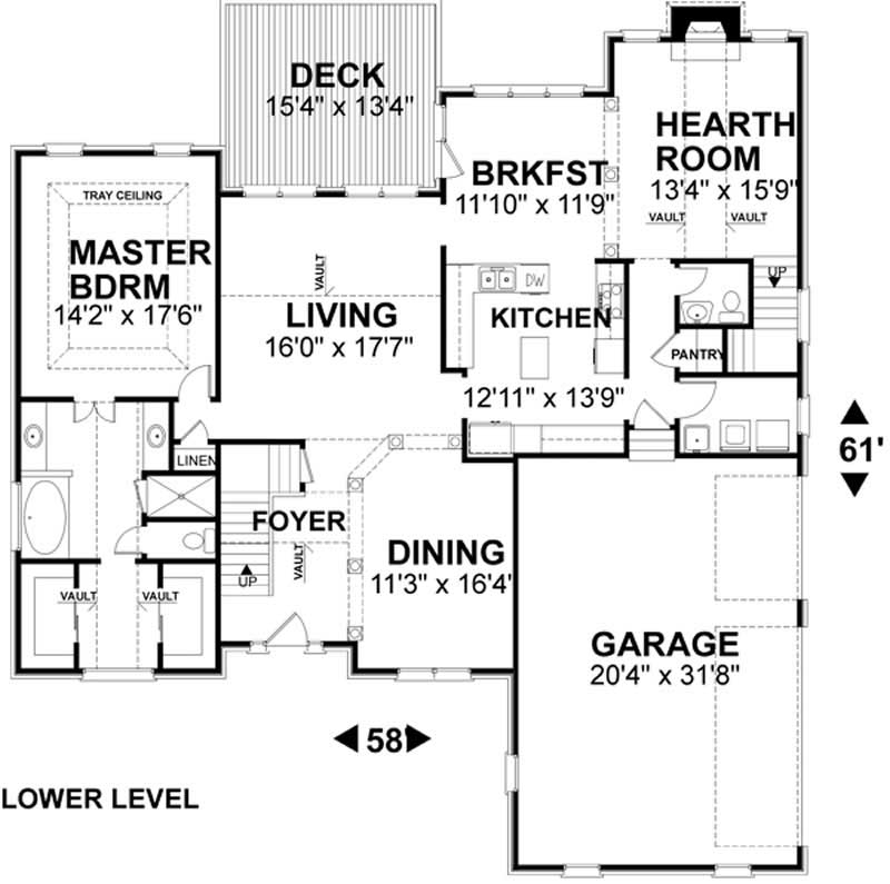 Floor Plan First Story of European Plan #109-1187