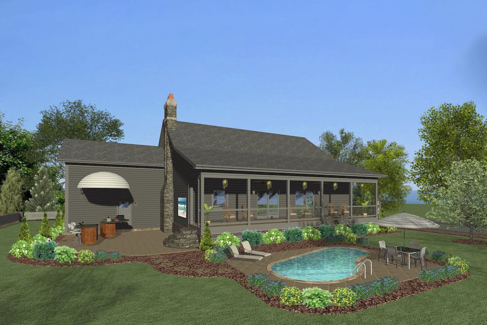 Rear View of this 4-Bedroom, 1898 Sq Ft Plan - 109-1195