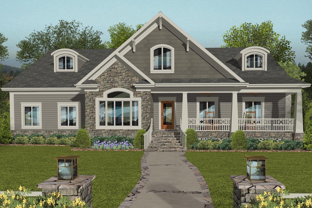 Front elevation of Cottage home (ThePlanCollection: House Plan #109-1196)