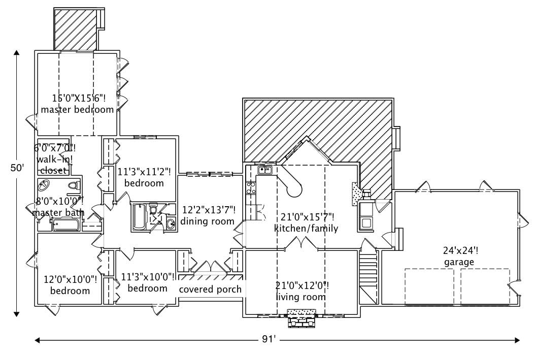Floor Plan First Story of Contemporary Plan #110-1027