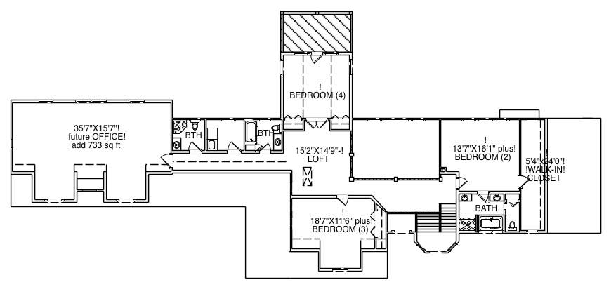Floor Plan Second Story of Luxury Plan #110-1028