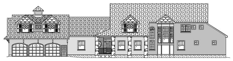 This image shows the front elevation of these Luxury Homeplans.