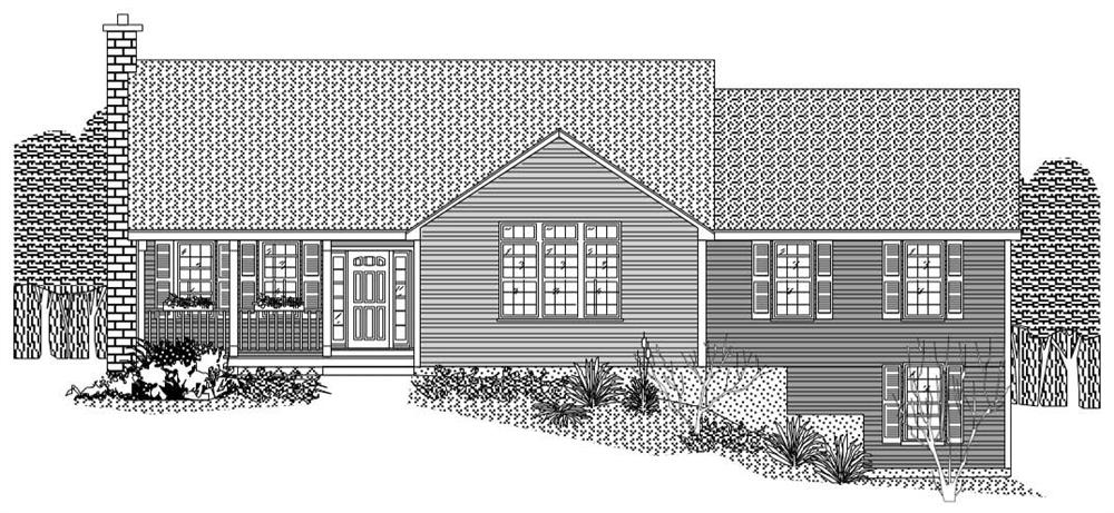 This is the black and white front elevation of these Country Homeplans.