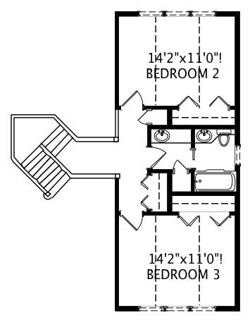 Floor Plan Second Story of Cape Cod Plan #110-1033
