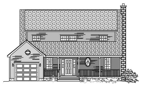 This is the front elevation for these Country Home Plans.