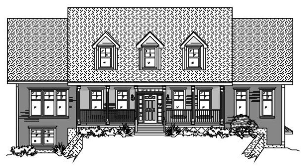 This is the front elevation of these Country Houseplans.