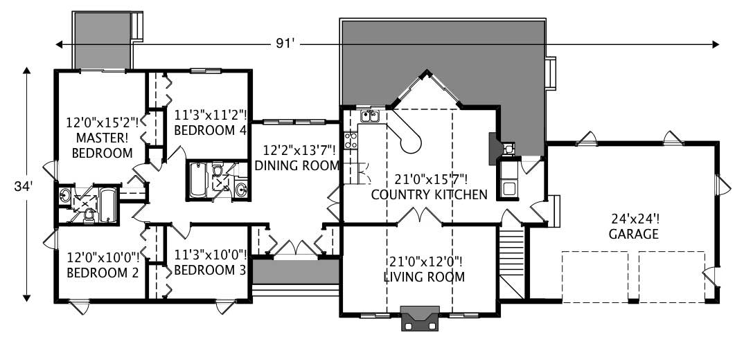 Floor Plan First Story of Contemporary Plan #110-1037