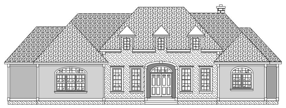 This is the front elevation of these European House Plans.