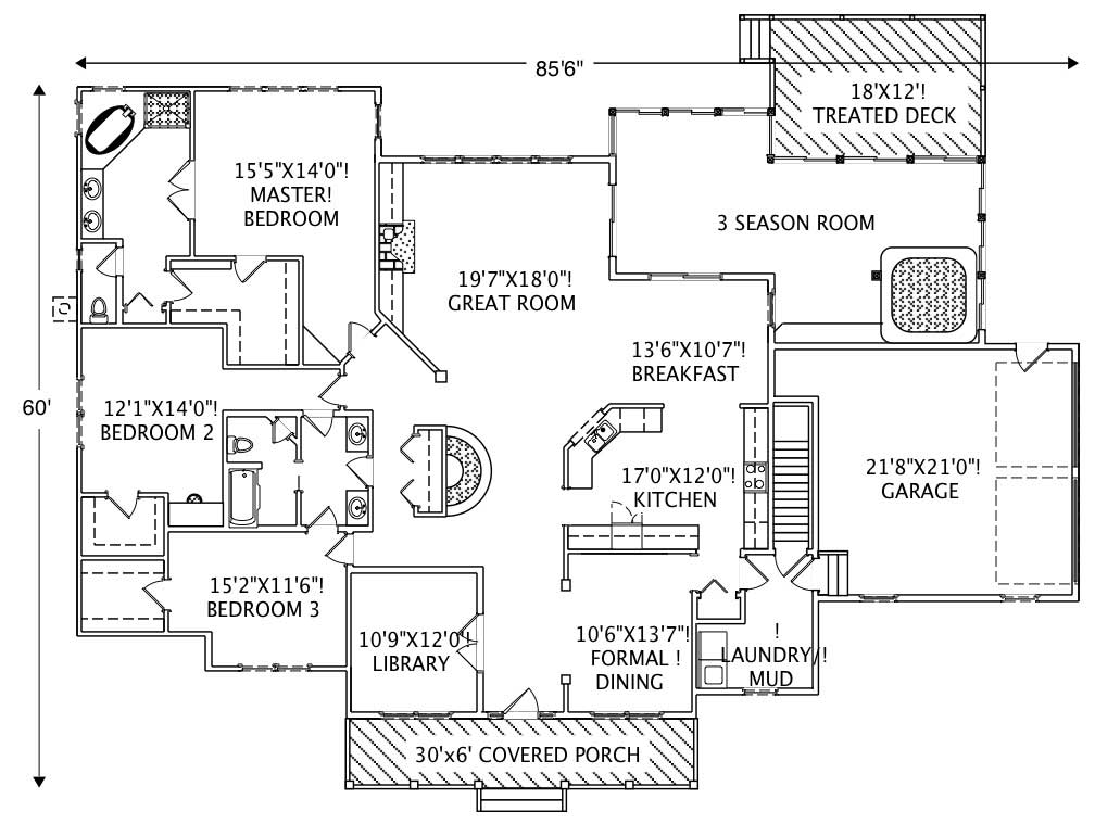 Floor Plan First Story of Contemporary Plan #110-1044