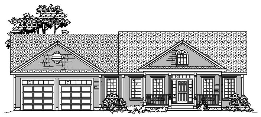 This is the front elevation for these Ranch Homeplans.