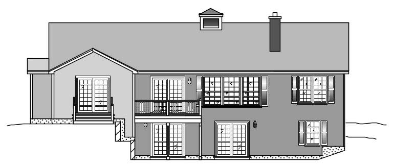 Home Plan Rear Elevation of this 3-Bedroom,2218 Sq Ft Plan -110-1057