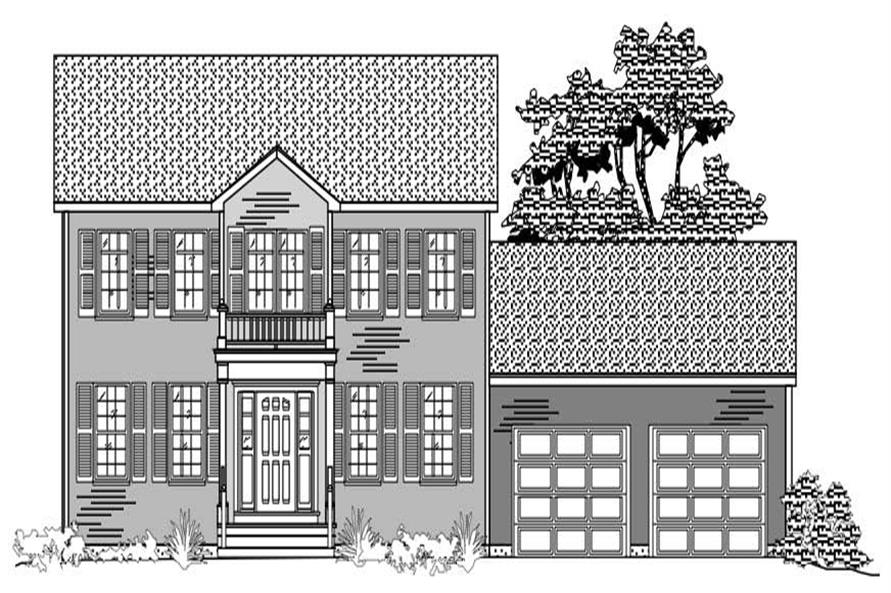 This is the front elevation of these Colonial Houseplans.