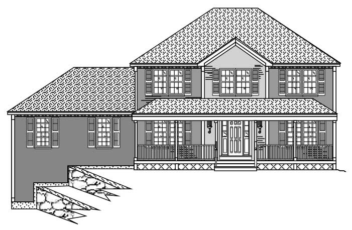 This is a black and white rendering of these European Homeplans.