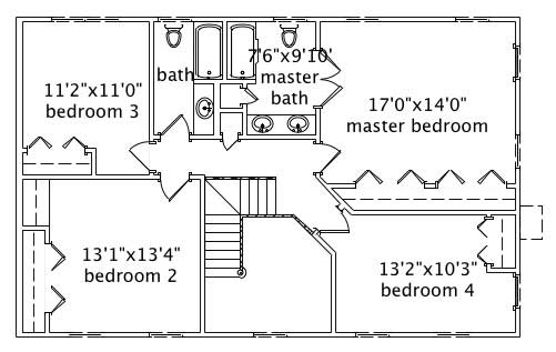 Floor Plan Second Story of Country Plan #110-1072