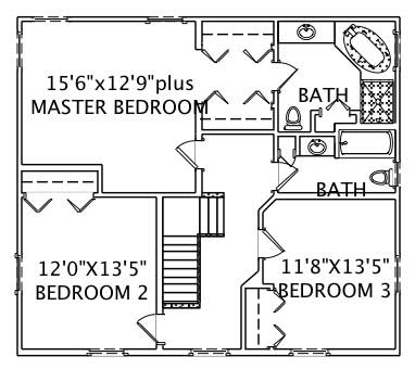 Floor Plan Second Story of Traditional Plan #110-1075