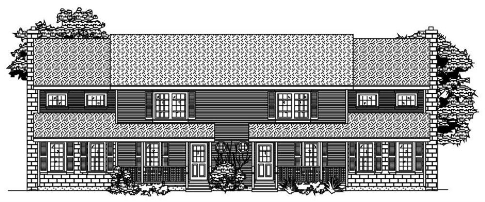 This is the front elevation of these multi-unit house plans.