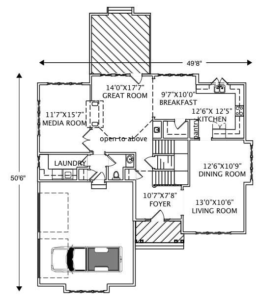 Floor Plan First Story of Country Plan #110-1085
