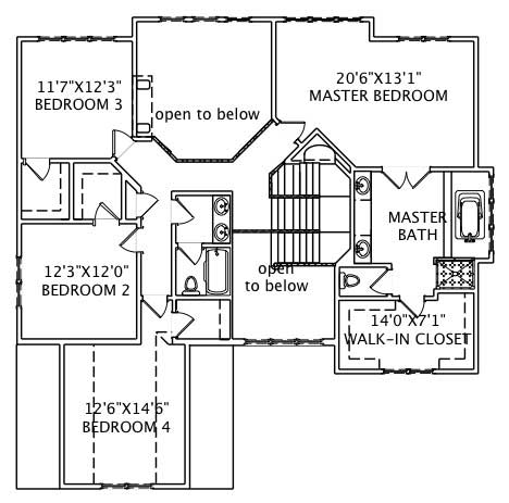 Floor Plan Second Story of Country Plan #110-1085