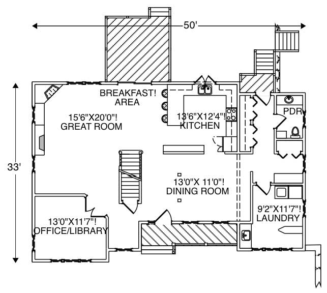 Floor Plan First Story of Country Plan #110-1098