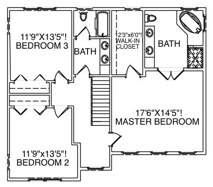 Floor Plan Second Story of Country Plan #110-1098