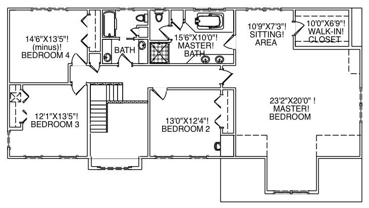 Floor Plan Second Story of European Plan #110-1100