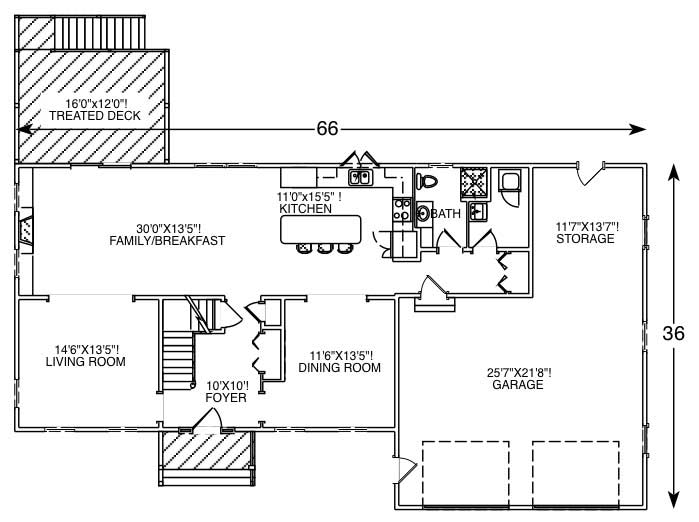 Floor Plan First Story of Colonial Plan #110-1102