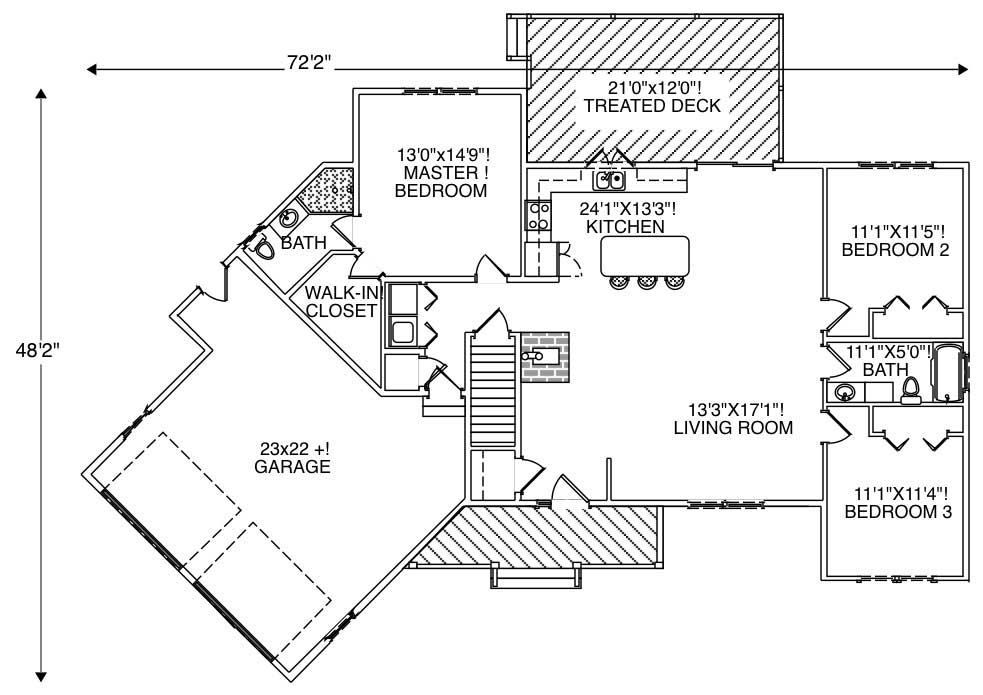 Floor Plan First Story of Ranch Plan #110-1106