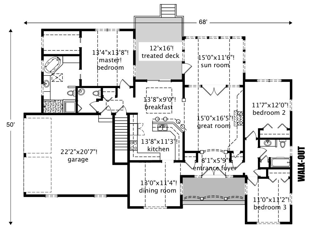 Floor Plan First Story of European Plan #110-1107