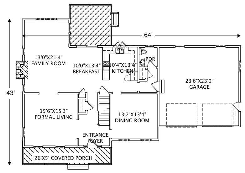 Floor Plan First Story of Country Plan #110-1113