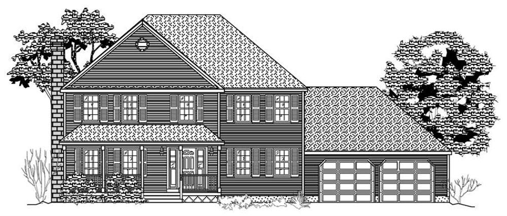 This image is the front elevation for these Traditional House Plans.