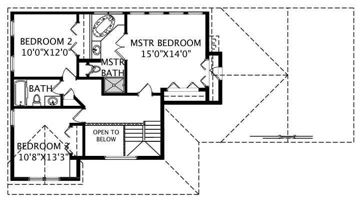 Floor Plan Second Story of Country Plan #110-1114