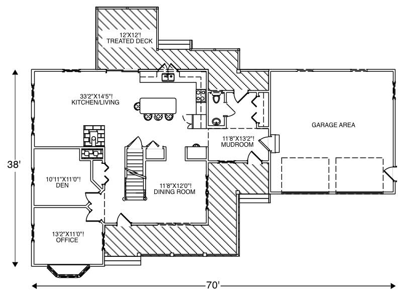 Floor Plan First Story of Country Plan #110-1122