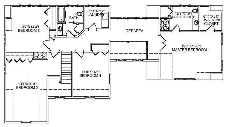 Floor Plan Second Story of Country Plan #110-1122