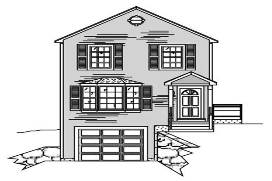 This is a black and white front elevation for these Multi-Unit Homeplans.