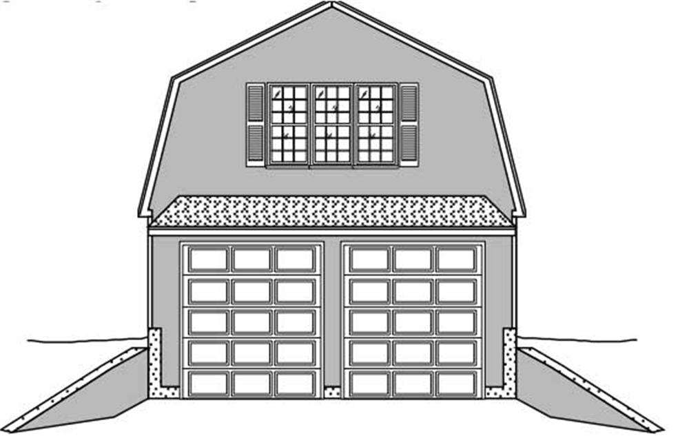 This is a black and white drawing of the front of these garage plans.